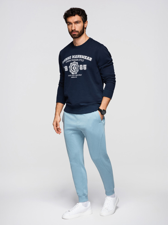 Ombre Clothing Мъжки суитшърт BASIC с ребрирани крачоли - синьо V7 OM-PABS-0305 Ombre Clothing