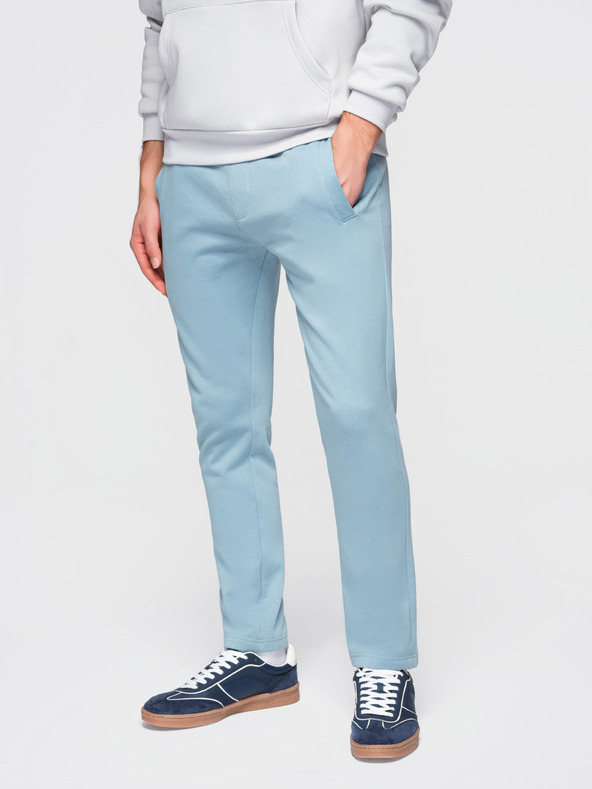 Ombre Clothing Мъжки памучни суитшърт BASIC с необшит край - светло синьо V7 OM-PABS-0304 Ombre Clothing