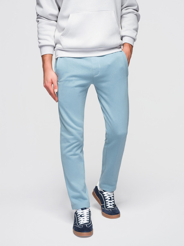 Ombre Clothing Мъжки памучни суитшърт BASIC с необшит край - светло синьо V7 OM-PABS-0304 Ombre Clothing