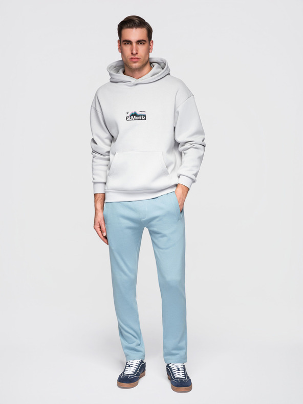 Ombre Clothing Мъжки памучни суитшърт BASIC с необшит край - светло синьо V7 OM-PABS-0304 Ombre Clothing
