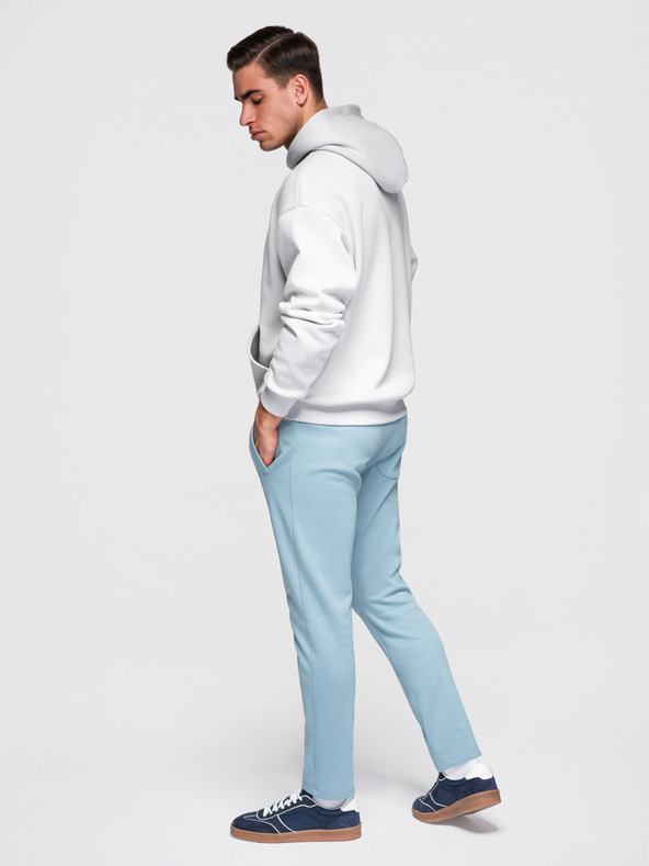 Ombre Clothing Мъжки памучни суитшърт BASIC с необшит край - светло синьо V7 OM-PABS-0304 Ombre Clothing