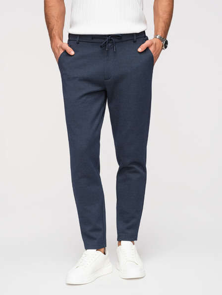 Ombre Clothing Мъжки спортни панталони CARROT FIT от жакарден плетиво - тъмно синьо V1 OM-PACP-0292 Ombre Clothing
