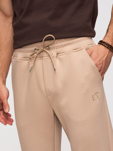 Ombre Clothing Мъжки суитшърт с прави крачоли от гладко плетиво - бежово V3 OM-PSBC-0221 Ombre Clothing