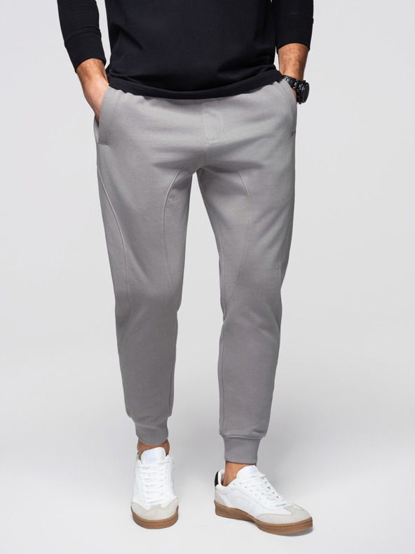 Ombre Clothing Мъжки суитшърт BASIC с ребрирани крачоли - сиво V8 OM-PABS-0305 Ombre Clothing