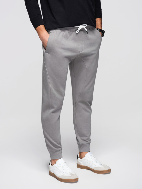 Ombre Clothing Мъжки суитшърт BASIC с ребрирани крачоли - сиво V8 OM-PABS-0305 Ombre Clothing