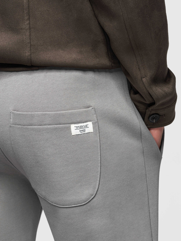 Ombre Clothing Мъжки памучни суитшърт BASIC с необшит край - сиво V8 OM-PABS-0304 Ombre Clothing