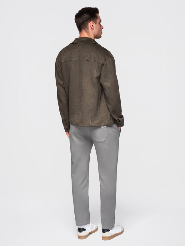 Ombre Clothing Мъжки памучни суитшърт BASIC с необшит край - сиво V8 OM-PABS-0304 Ombre Clothing