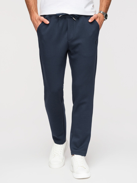 Ombre Clothing Мъжки суитшърт с прави крачоли от гладко плетиво - тъмно синьо V4 OM-PSBC-0221 Ombre Clothing