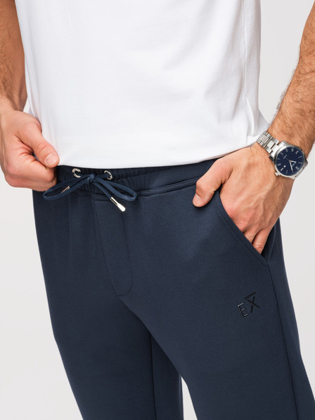 Ombre Clothing Мъжки суитшърт с прави крачоли от гладко плетиво - тъмно синьо V4 OM-PSBC-0221 Ombre Clothing