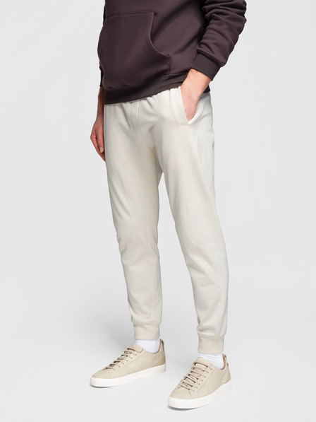 Ombre Clothing Мъжки суитшърт BASIC с ребрирован край - кремав V11 OM-PABS-0305 Ombre Clothing