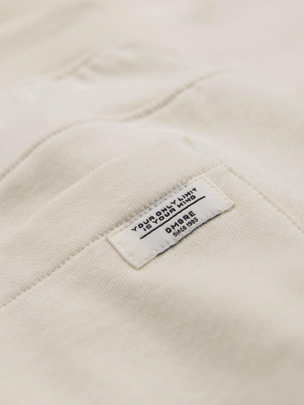 Ombre Clothing Мъжки суитшърт BASIC с ребрирован край - кремав V11 OM-PABS-0305 Ombre Clothing