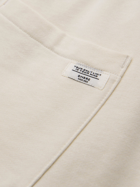 Ombre Clothing Мъжки памучни суитшърт BASIC с необшит край - кремав V11 OM-PABS-0304 Ombre Clothing