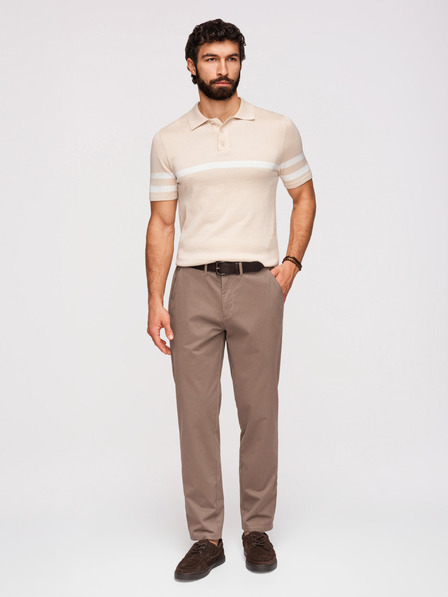Ombre Clothing Мъжки панталони chino REGULAR FIT - кафяво V1 OM-PACP-0293 Ombre Clothing