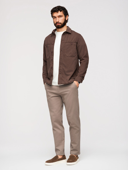 Ombre Clothing Мъжки панталони chino SLIM FIT с фина текстура - пепел V1 OM-PACP-0294 Ombre Clothing