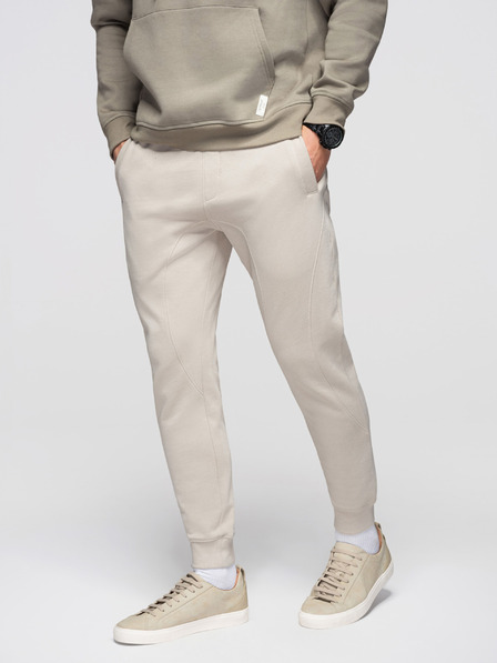 Ombre Clothing Мъжки суитшърт BASIC jogger с ребрирован край - светло бежово V1 OM-PABS-0305 Ombre Clothing