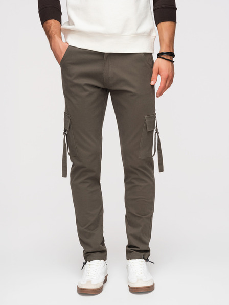 Ombre Clothing Мъжки панталони cargo с прави крачоли и регулируем край - графит V3 P1516 Ombre Clothing