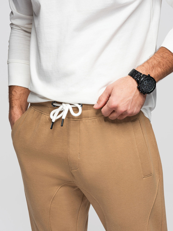 Ombre Clothing Мъжки суитшърт BASIC jogger с ребрирован край - кафяво V2 OM-PABS-0305 Ombre Clothing