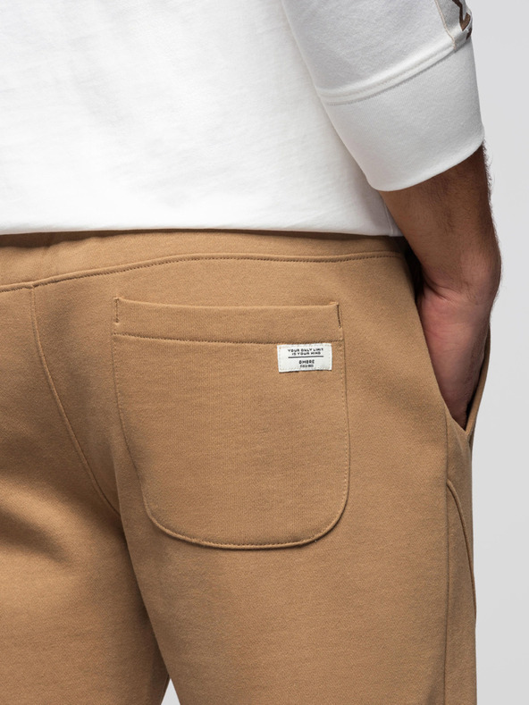 Ombre Clothing Мъжки суитшърт BASIC jogger с ребрирован край - кафяво V2 OM-PABS-0305 Ombre Clothing