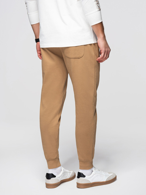 Ombre Clothing Мъжки суитшърт BASIC jogger с ребрирован край - кафяво V2 OM-PABS-0305 Ombre Clothing