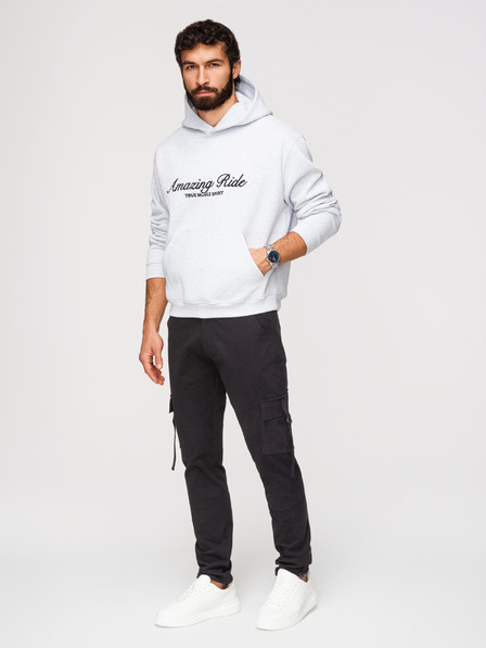 Ombre Clothing Мъжки панталони cargo с прави крачоли и регулируем край - черно V4 P1516 Ombre Clothing