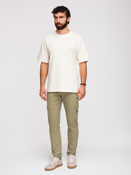 Ombre Clothing Мъжки панталони карго с прави крачола и джобове с цип - оливена боја V2 P1517 Ombre Clothing