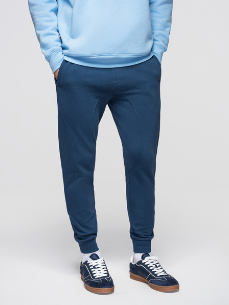 Ombre Clothing Мъжки спортни панталони BASIC джогър с жебрована крачола - тъмно сини V4 OM-PABS-0305 Ombre Clothing