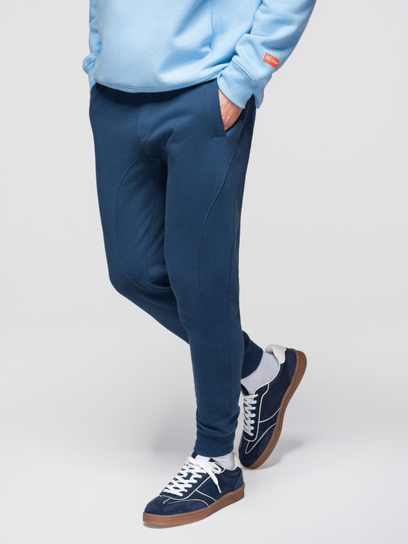Ombre Clothing Мъжки спортни панталони BASIC джогър с жебрована крачола - тъмно сини V4 OM-PABS-0305 Ombre Clothing