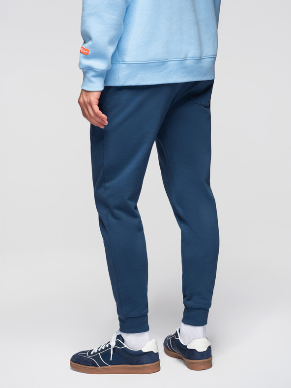 Ombre Clothing Мъжки спортни панталони BASIC джогър с жебрована крачола - тъмно сини V4 OM-PABS-0305 Ombre Clothing