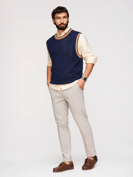 Ombre Clothing Мъжки панталони chino REGULAR FIT - бежово V2 OM-PACP-0293 Ombre Clothing