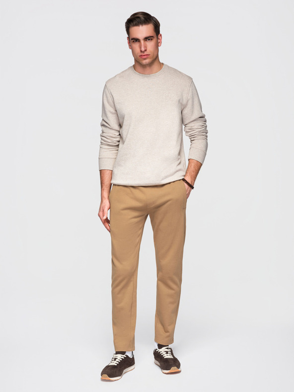 Ombre Clothing Мъжки памучни суитшърт BASIC с необшит край - кафяво V2 OM-PABS-0304 Ombre Clothing