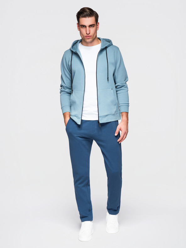 Ombre Clothing Мъжки памучни спортни панталони BASIC без подплата - тъмно сини V4 OM-PABS-0304 Ombre Clothing