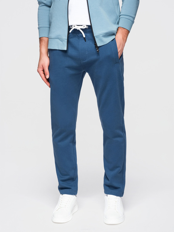 Ombre Clothing Мъжки памучни спортни панталони BASIC без подплата - тъмно сини V4 OM-PABS-0304 Ombre Clothing