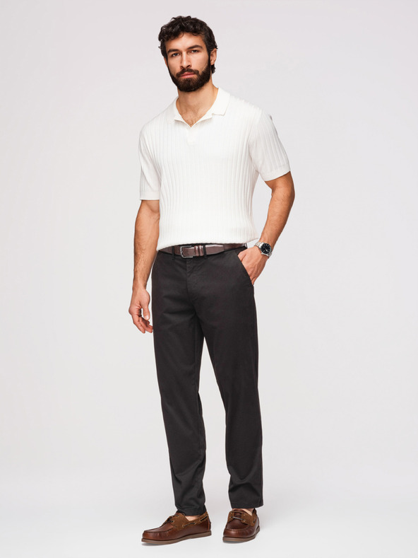 Ombre Clothing Мъжки панталони чино REGULAR FIT - черни V5 OM-PACP-0293 Ombre Clothing
