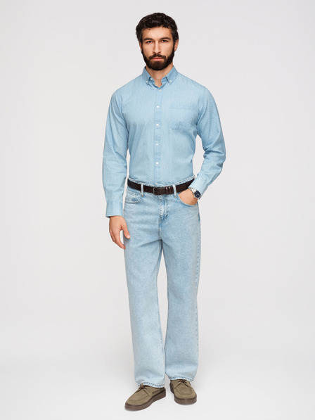 Ombre Clothing Мъжка памучна риза от фин деним със сантиметър - светло синя V1 K702 Ombre Clothing