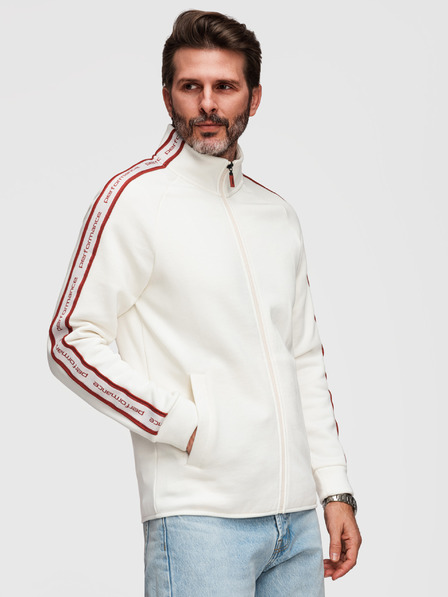 Ombre Clothing Мъжки еластичен суитшърт с контрастен кант и висок ръб - кремав V2 B1715 Ombre Clothing