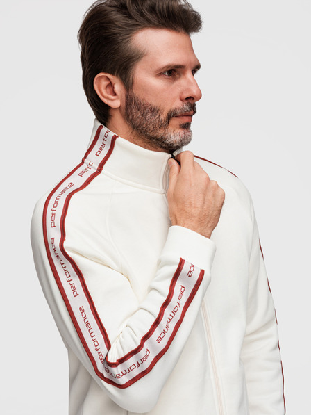 Ombre Clothing Мъжки еластичен суитшърт с контрастен кант и висок ръб - кремав V2 B1715 Ombre Clothing