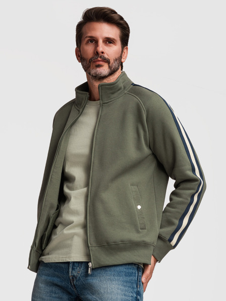 Ombre Clothing Мъжки суитшърт с висок ръб и кант - оливен V2 B1718 Ombre Clothing