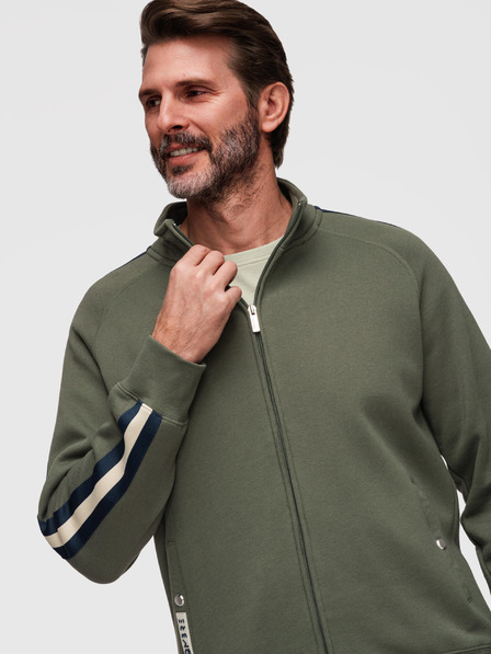 Ombre Clothing Мъжки суитшърт с висок ръб и кант - оливен V2 B1718 Ombre Clothing