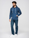 Ombre Clothing Мъжки памучен суитшърт BASIC с джоб за ръце и качулка - тъмно син Ombre Clothing