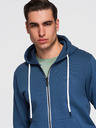 Ombre Clothing Мъжки памучен суитшърт BASIC с цип и качулка - тъмно син V4 OM-SSBZ-0272 Ombre Clothing