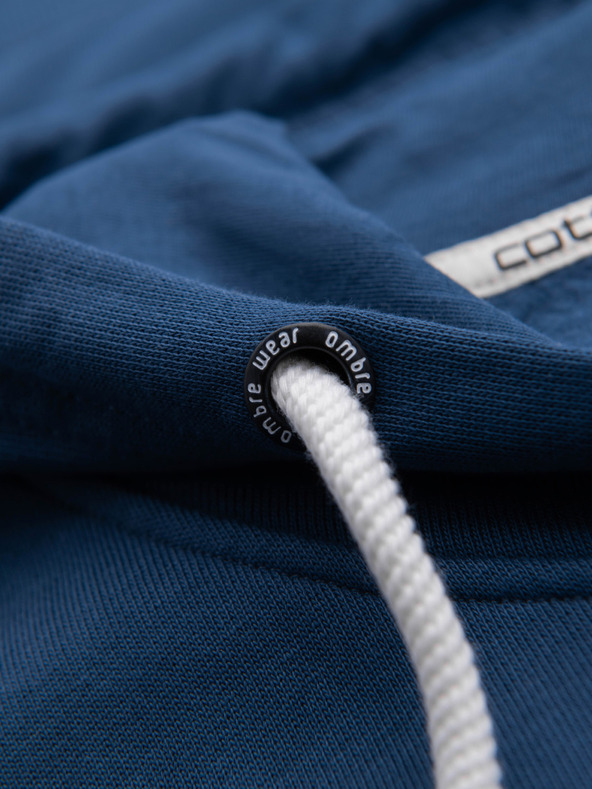 Ombre Clothing Мъжки памучен суитшърт BASIC с цип и качулка - тъмно син V4 OM-SSBZ-0272 Ombre Clothing