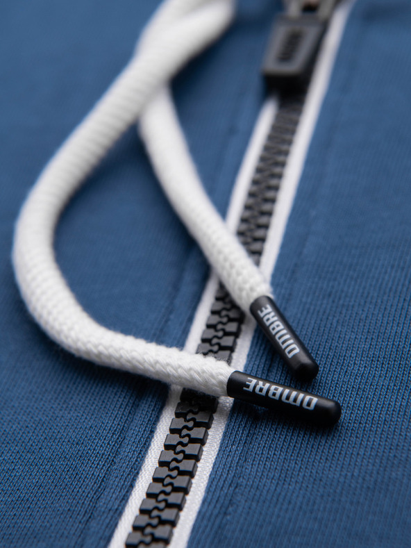 Ombre Clothing Мъжки памучен суитшърт BASIC с цип и качулка - тъмно син V4 OM-SSBZ-0272 Ombre Clothing