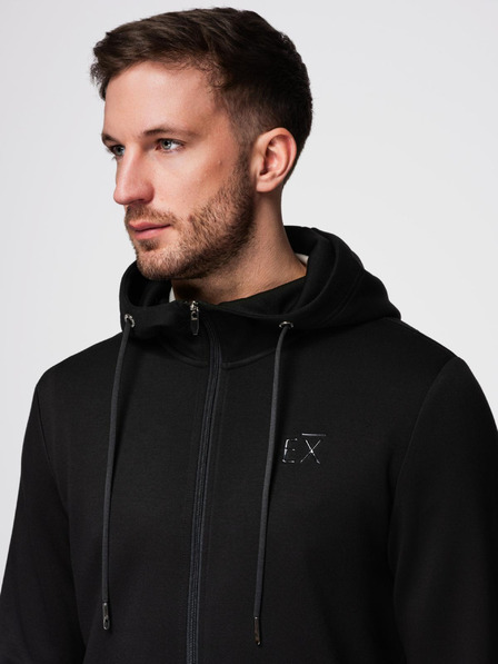 Ombre Clothing Мъжки суитшърт с качулка от гладък трикотаж - черен V1 OM-SZBC-0196 Ombre Clothing