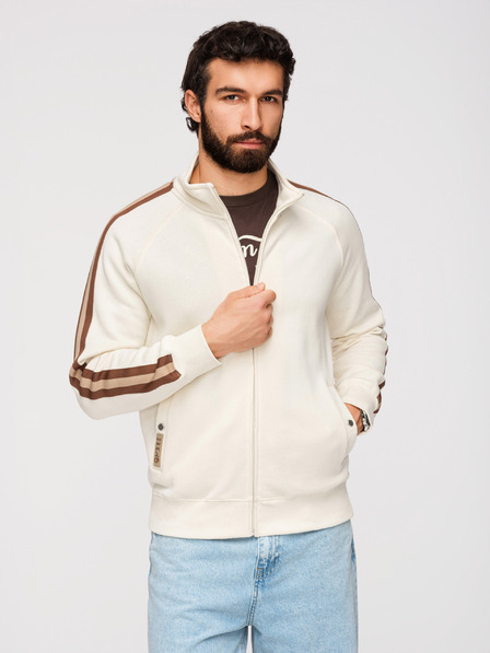 Ombre Clothing Мъжки суитшърт с висок ръб и кант - кремав V3 B1718 Ombre Clothing