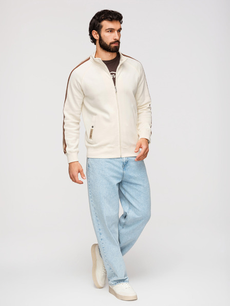 Ombre Clothing Мъжки суитшърт с висок ръб и кант - кремав V3 B1718 Ombre Clothing