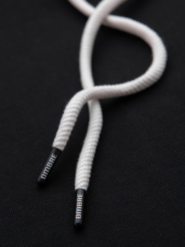 Ombre Clothing Мъжки памучен суитшърт BASIC с джоб за ръце с качулка - черен Ombre Clothing