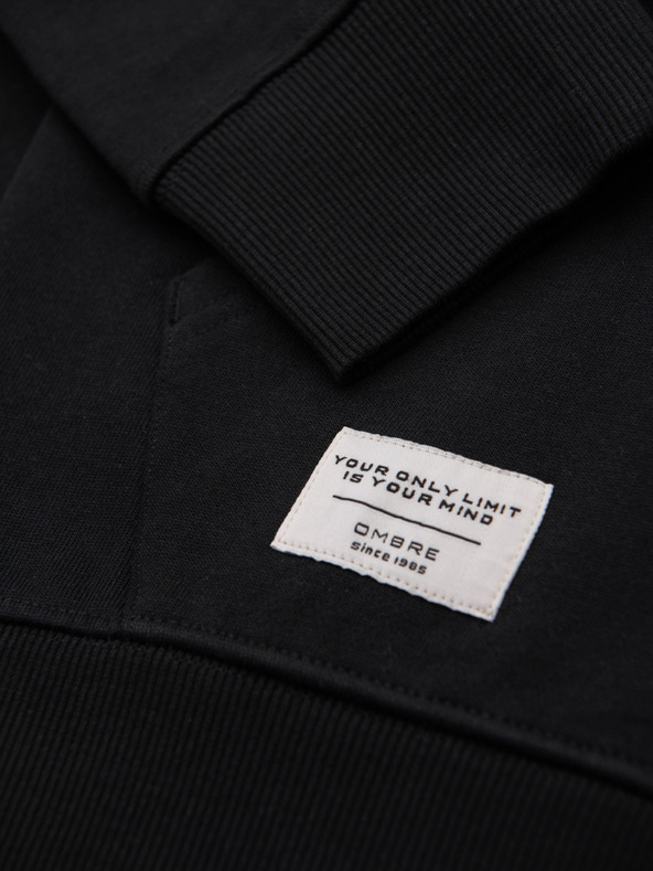 Ombre Clothing Мъжки памучен еластичен суитшърт BASIC с качулка - черен V5 OM-SSBZ-0272 Ombre Clothing