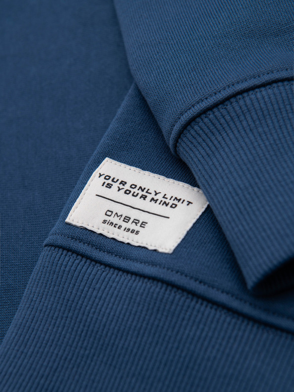 Ombre Clothing Мъжко суитшърт BASIC с кръгло деколте - тъмно синьо Ombre Clothing