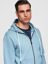 Ombre Clothing Мъжко памучно еластично суитшърт BASIC с качулка - синьо V7 OM-SSBZ-0272 Ombre Clothing