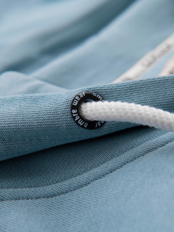 Ombre Clothing Мъжко памучно еластично суитшърт BASIC с качулка - синьо V7 OM-SSBZ-0272 Ombre Clothing